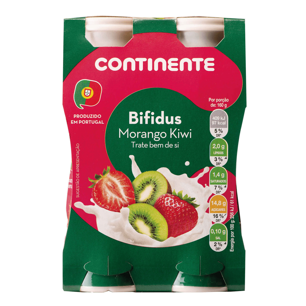 Iogurte Líquido Bifidus Morango e Kiwi CONTINENTE Nutripédia