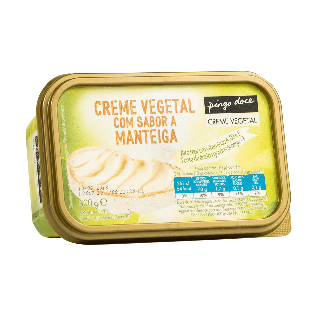 Creme Vegetal Sabor a Manteiga PINGO DOCE Nutripédia