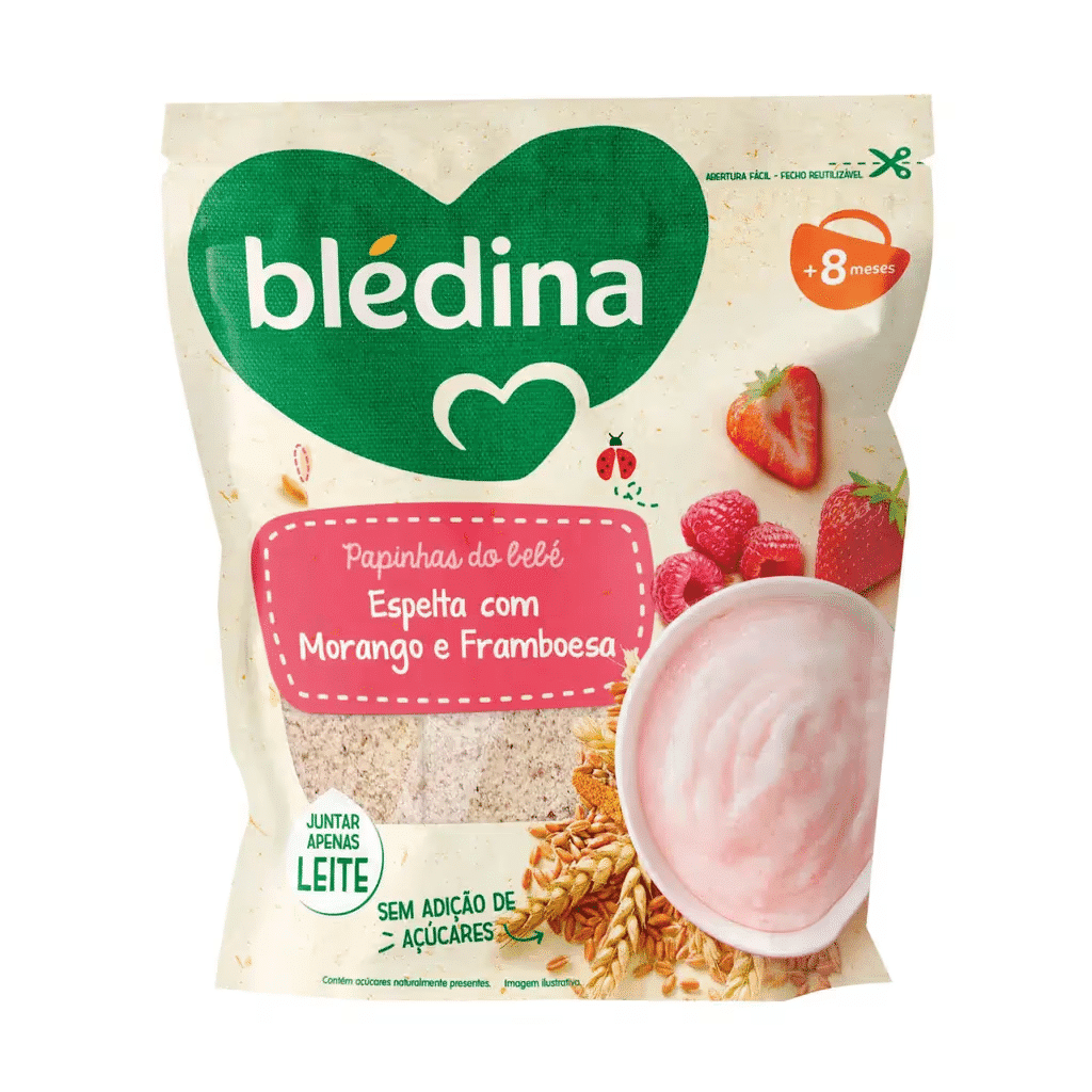 Papa Infantil Não Láctea Espelta, Morango e Framboesa +8m - BLÉDINA
