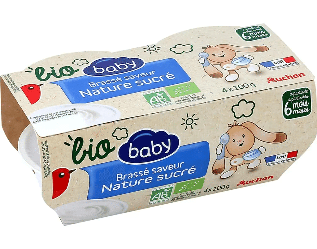 Sobremesa Láctea Natural Açucarad 4X100g - AUCHAN BABY BIO