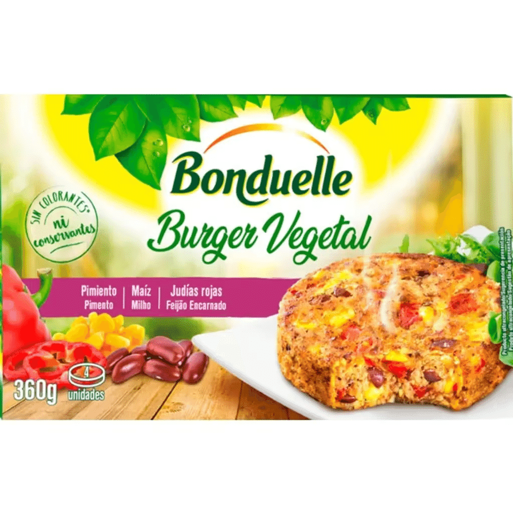 Hambúrguer Vegetal de Pimento, Milho e Feijão Encarnado embalagem 360 g - BONDUELLE