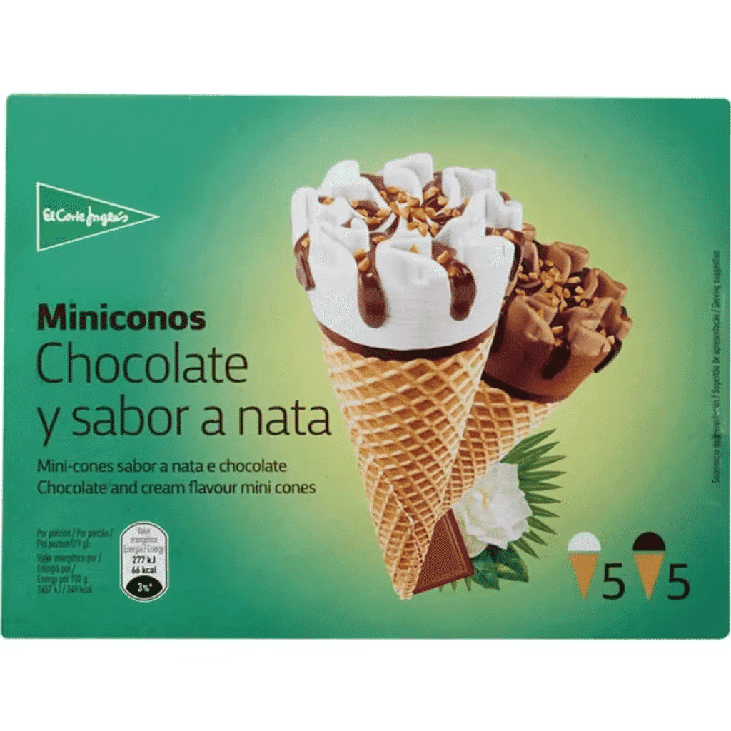 10 Mini Cones com Sabor a Nata e Chocolate embalagem 300 ml - EL CORTE INGLÉS