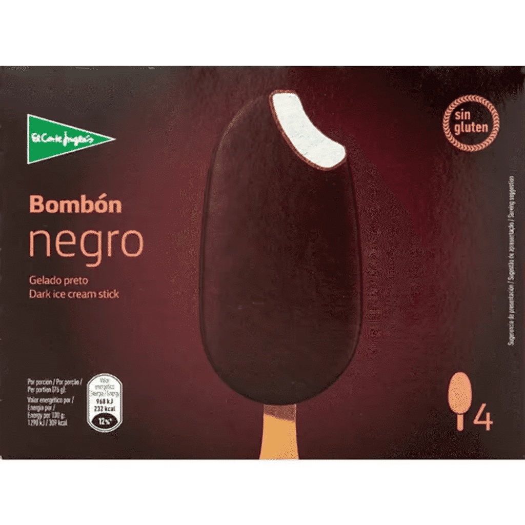 4 Gelados com Chocolate Preto sem Glúten embalagem 440 ml - EL CORTE INGLÉS