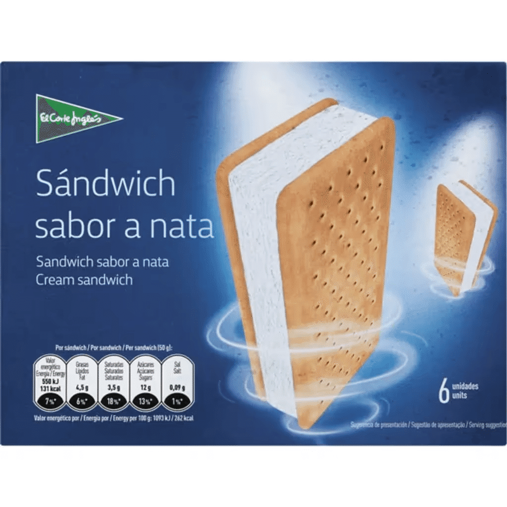 6 Sandwich com Sabor a Nata embalagem 600 ml - EL CORTE INGLÉS