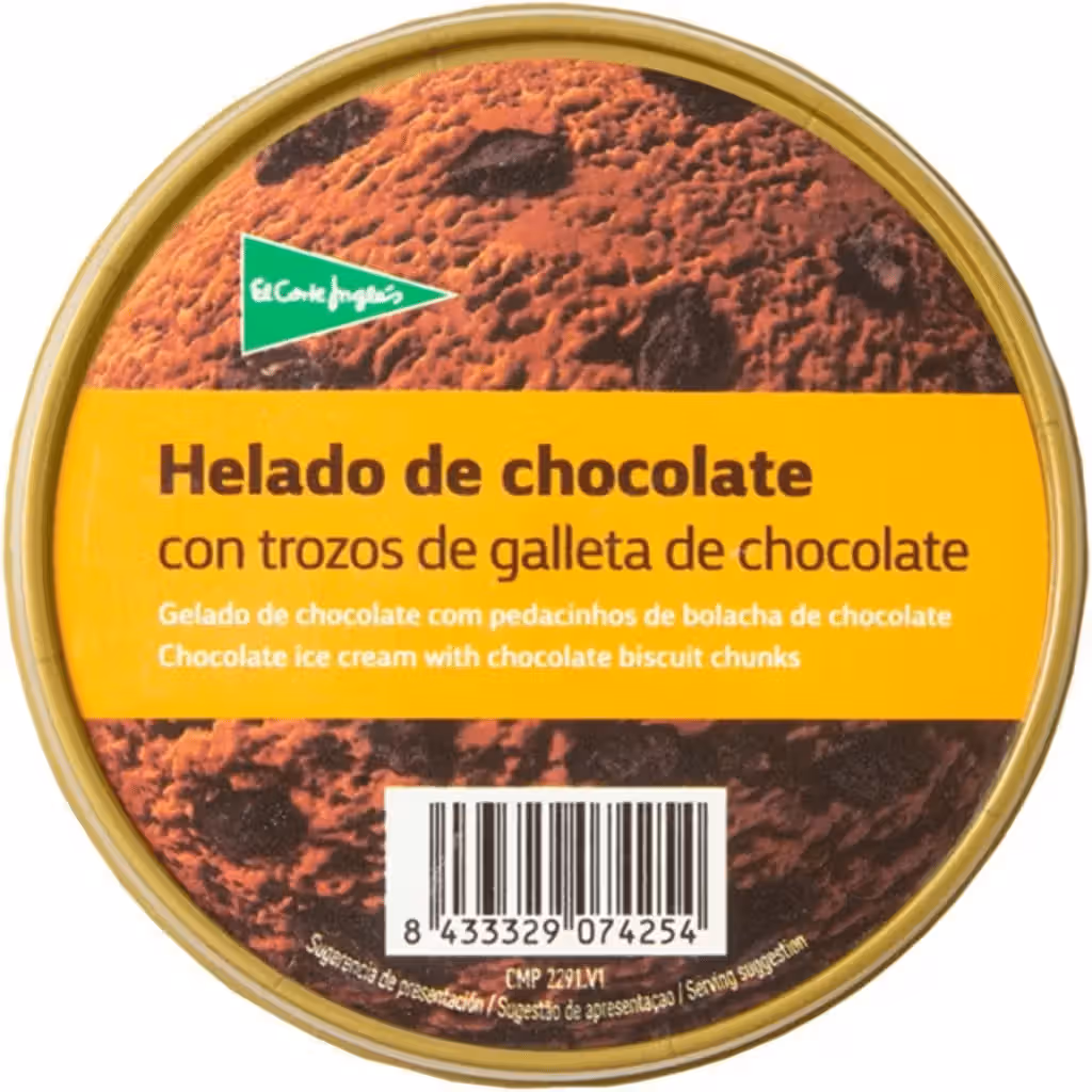 Gelado de Chocolate com Pedacinhos de Bolacha de Chocolate embalagem 500 ml - EL CORTE INGLÉS