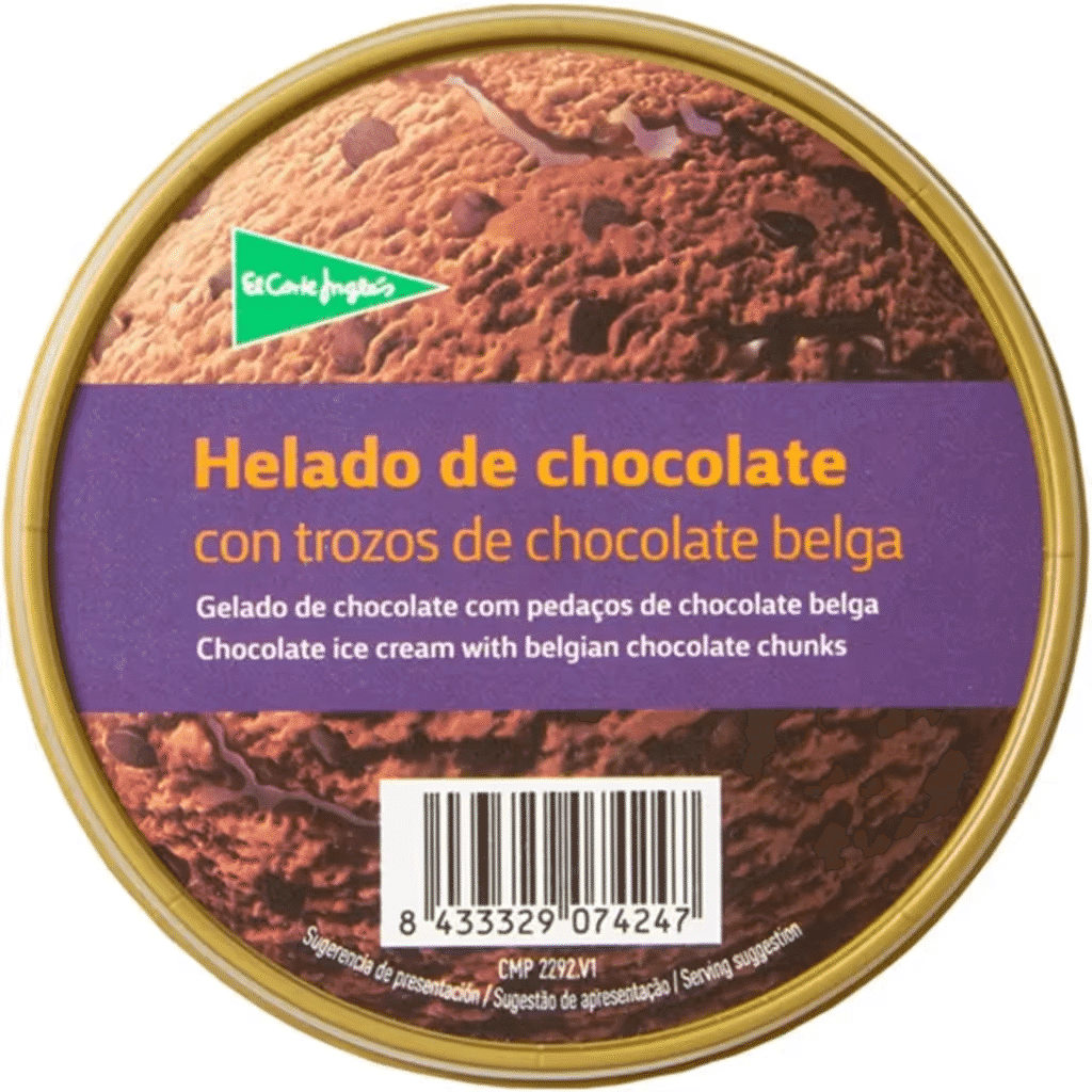 Gelado de Chocolate com Pedaços de Chocolate Belga embalagem 500 ml - EL CORTE INGLÉS