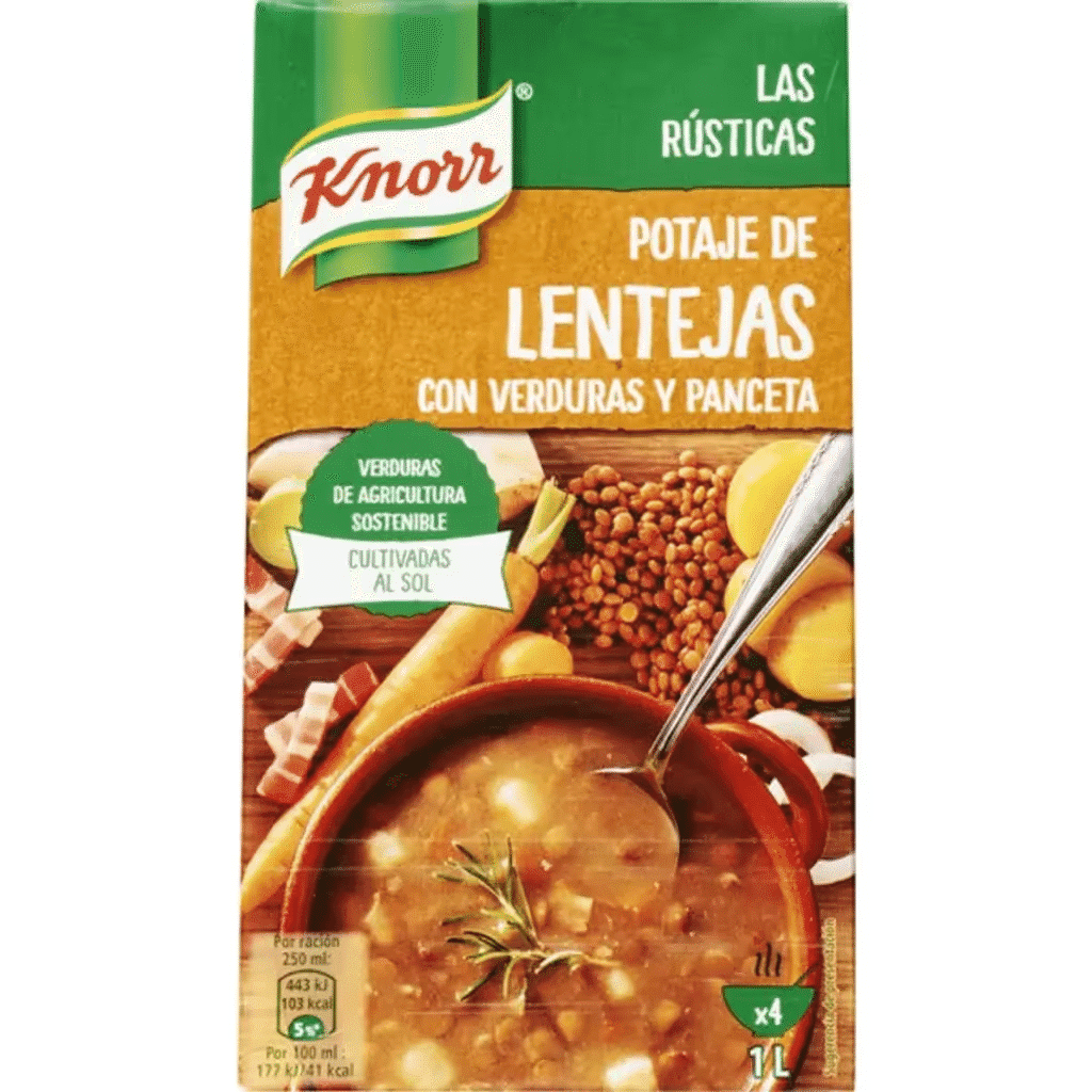 Sopa de Lentilhas com Legumes e Panceta embalagem 1 L - KNORR LAS RÚSTICAS