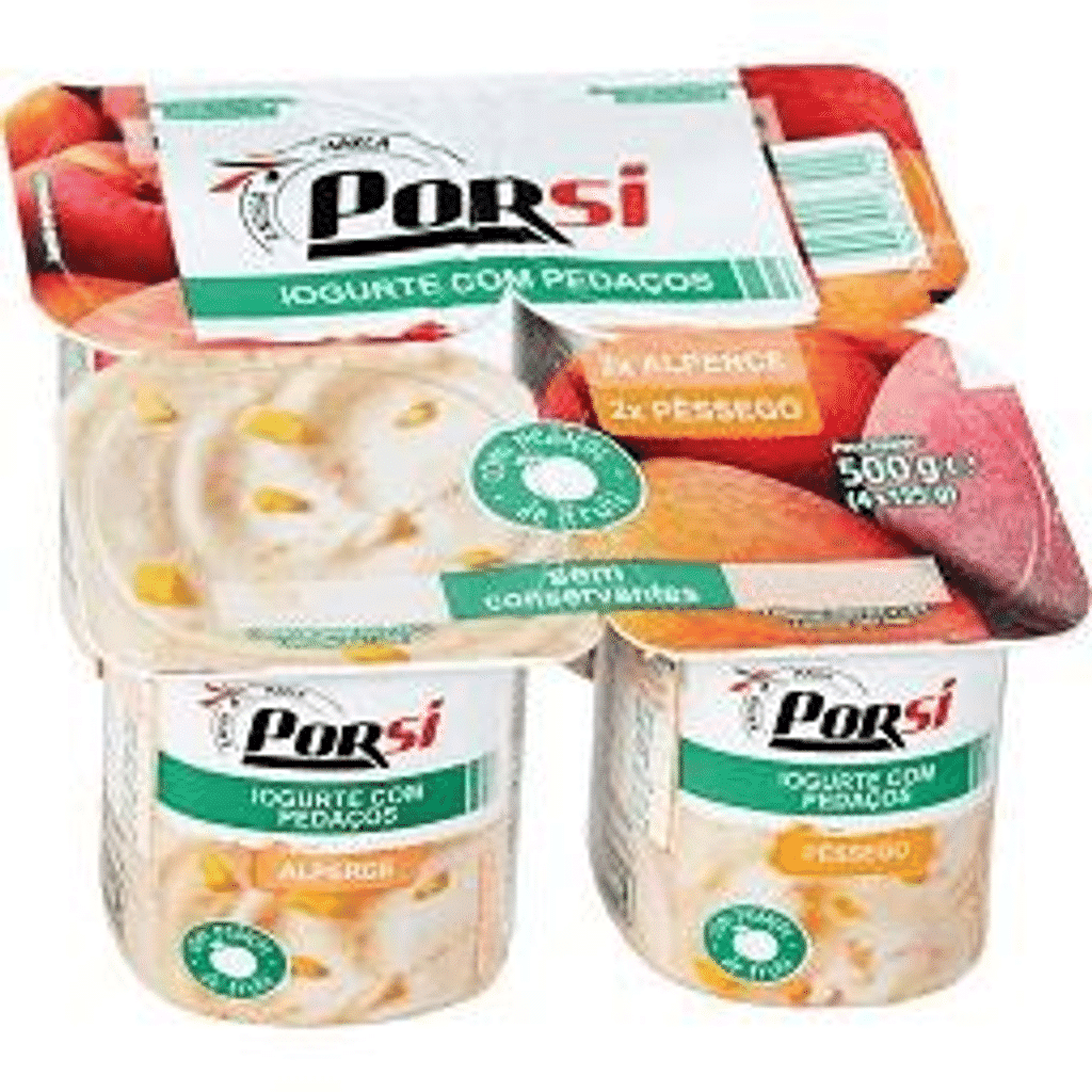 Iogurte pedaços pêssego / alperce, 4x125g - PORSI