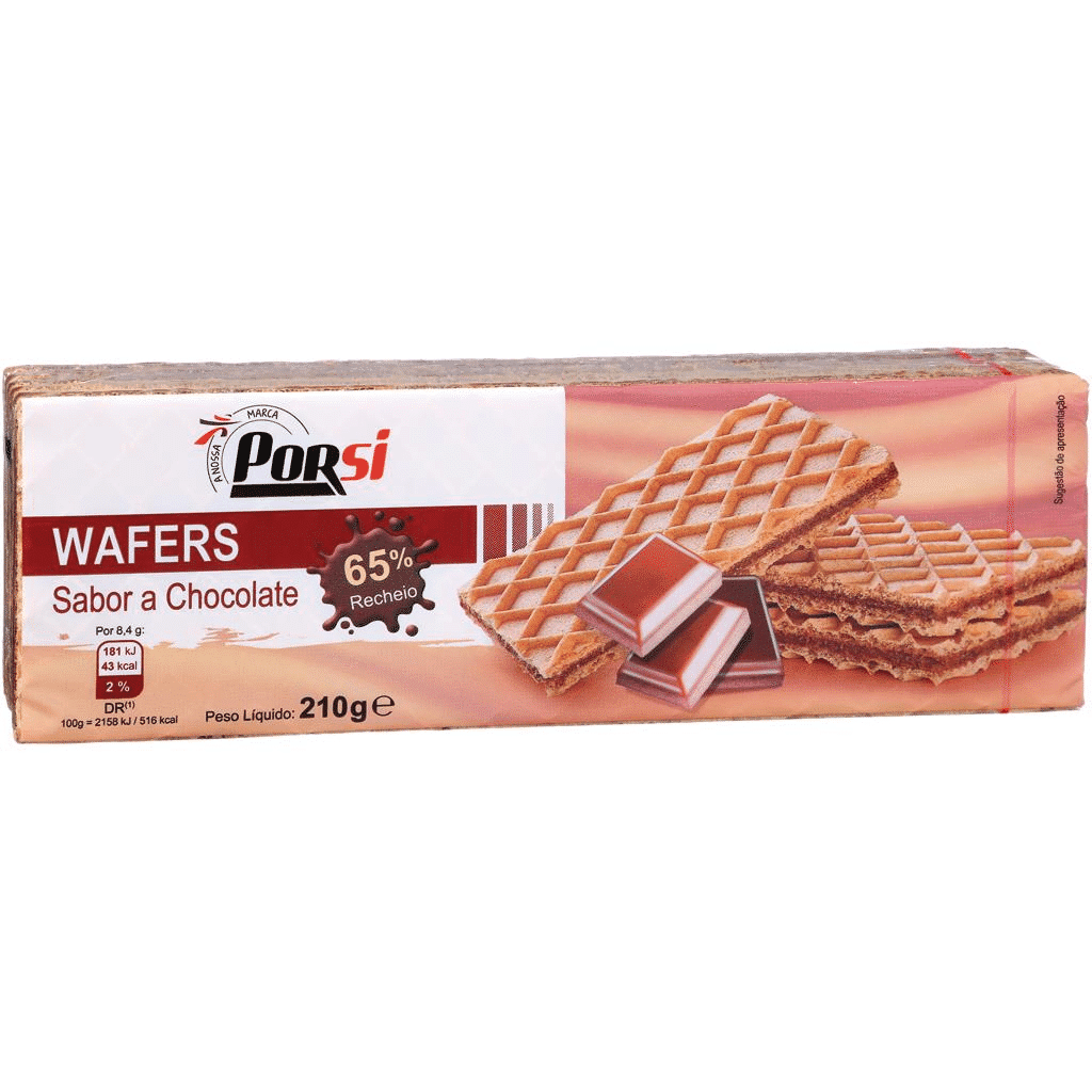 Bolachas waffers chocolate - PORSI