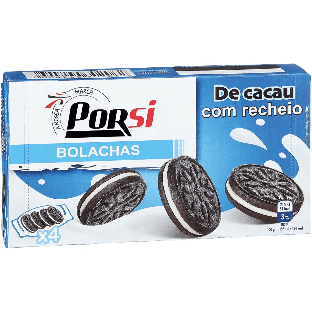 Bolachas cacau com recheio baunilha - PORSI