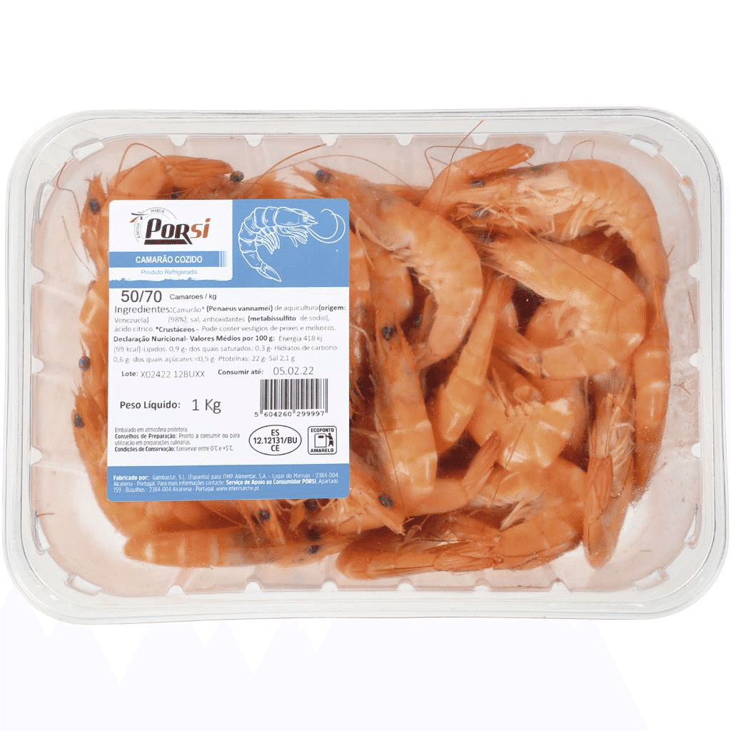Camarão cozido 50 / 70,1 kg - PORSI