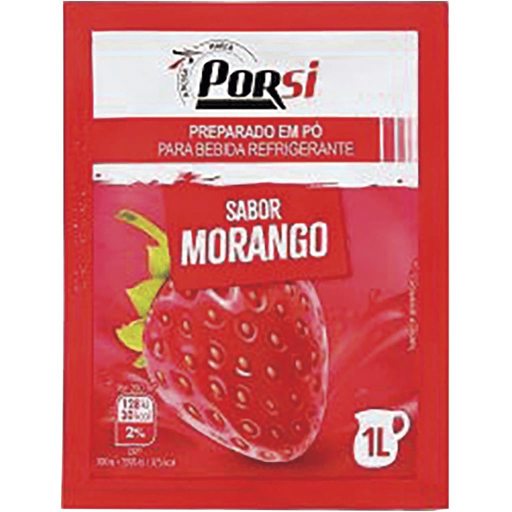 Refresco em pó de morango, 40g - PORSI