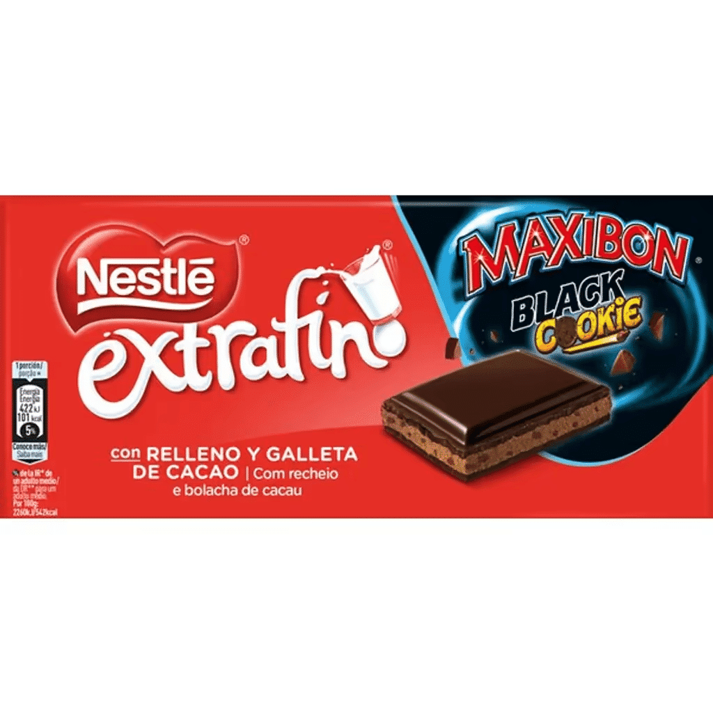 Tablete Chocolate Extrafino Maxibon Black Cookie - NESTLÉ