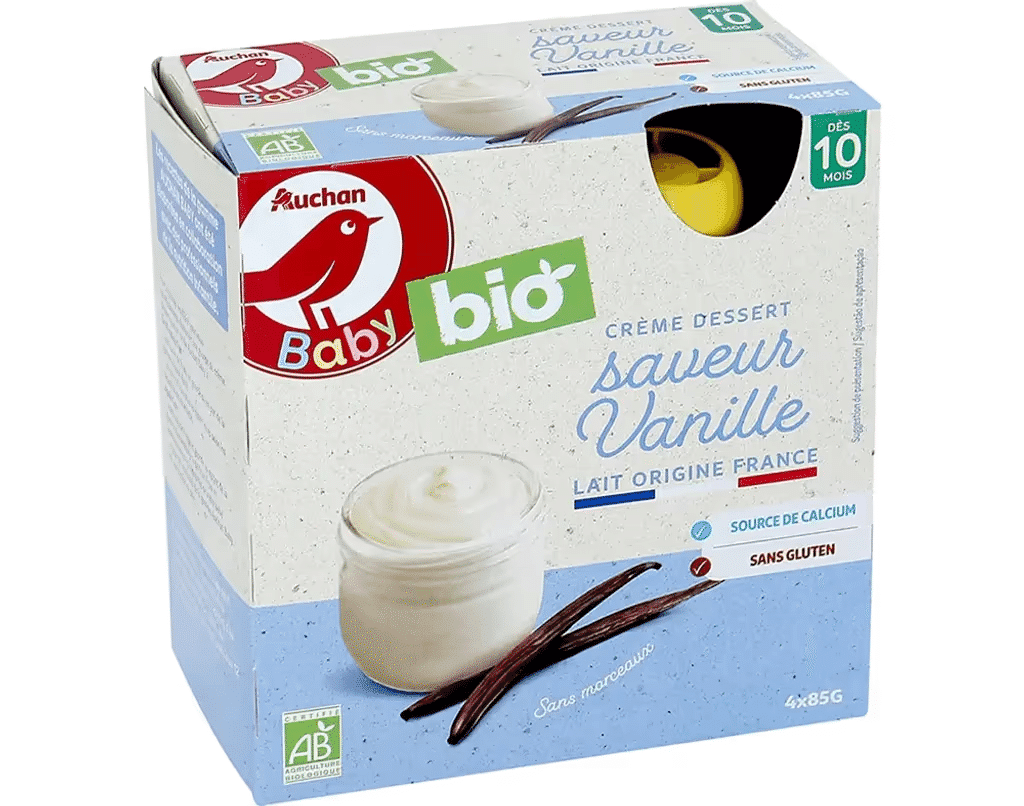 Pacotinho Lácteo Baunilha 4X85g - AUCHAN BABY BIO