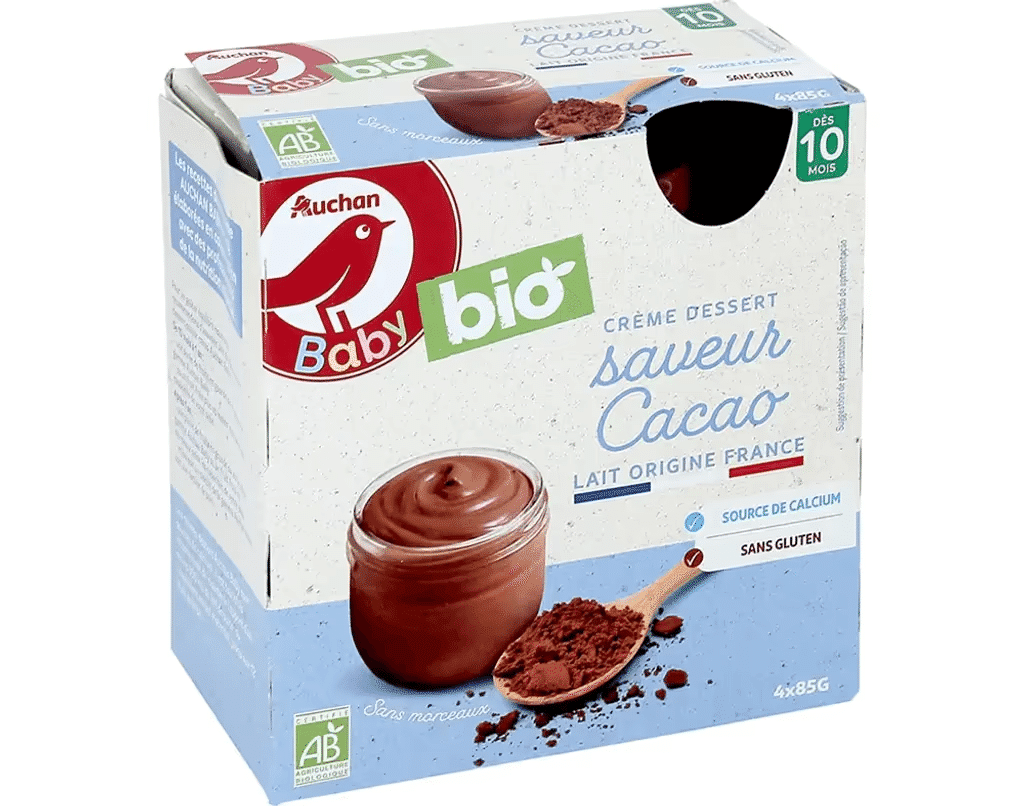 Pacotinho Lácteo Chocolate 4X85g - AUCHAN BABY BIO