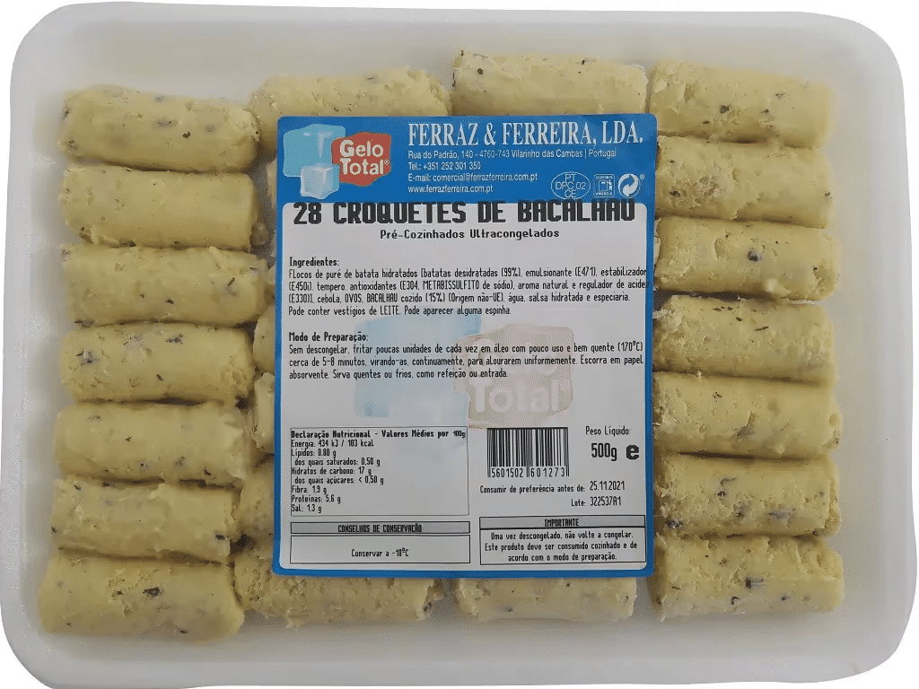 Croquetes Bacalhau 28un 500g - GELO TOTAL