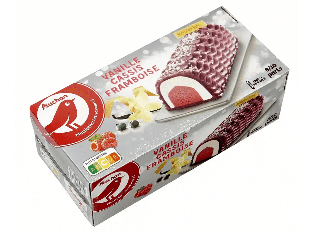 Gelado Tronco Baunilhagroselha E Framboesa 1l - AUCHAN