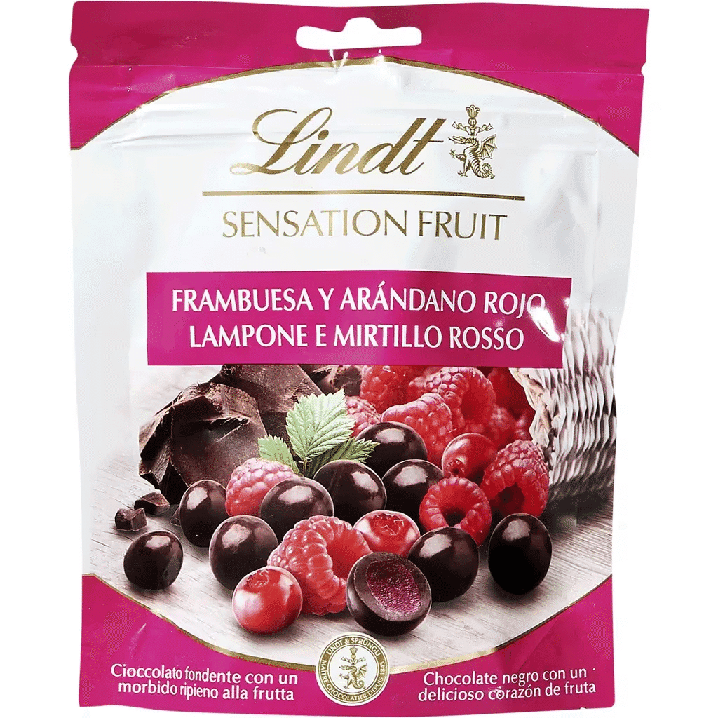 Bombons de Chocolate Preto Recheados com Framboesa e Mirtilo embalagem 150 g - LINDT SENSATION FRUIT