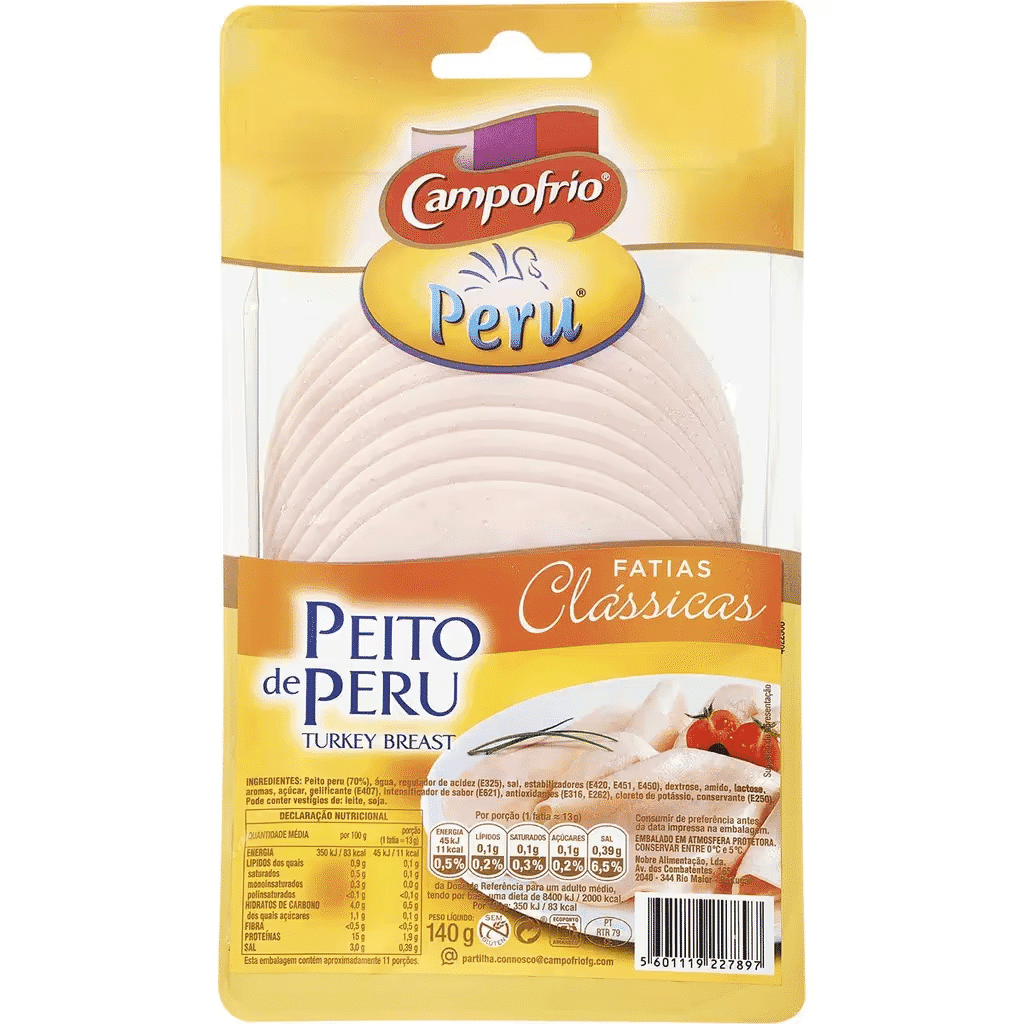 Peito de Peru em Fatias sem Glúten embalagem 140 g - CAMPOFRIO