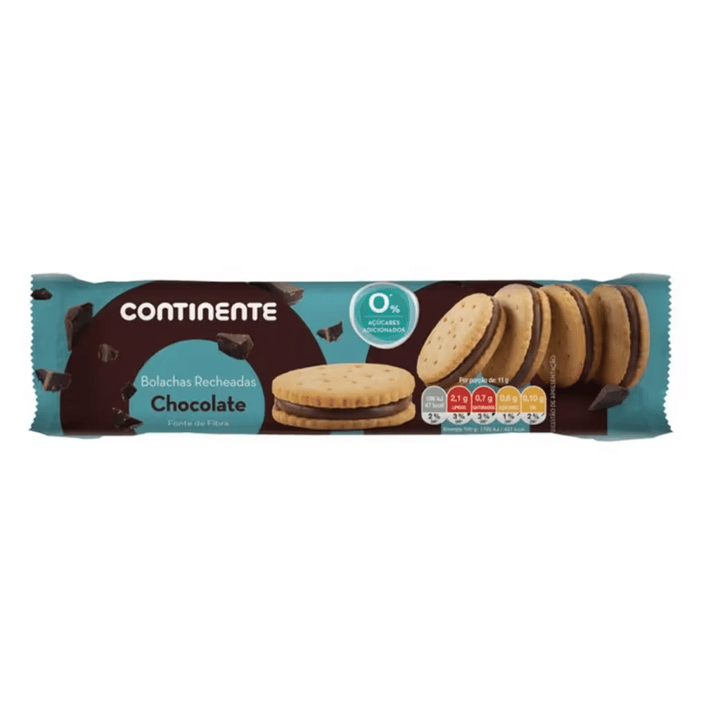Bolachas Recheadas de Chocolate sem Açúcar - CONTINENTE