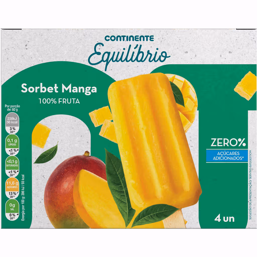 Gelado Manga 100% Fruta - CONTINENTE EQUILÍBRIO