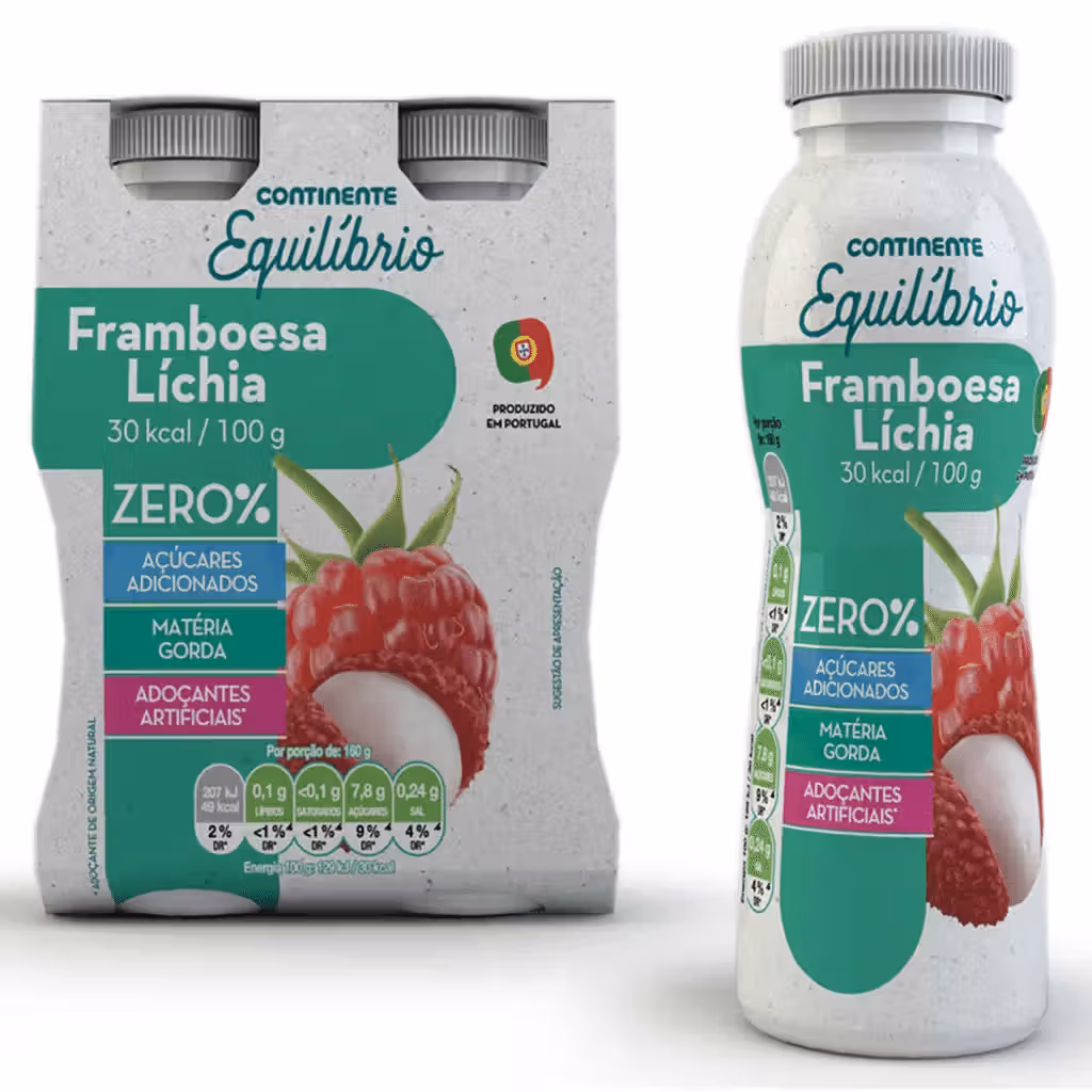 Iogurte Líquido Zero% Framboesa e Lichia - CONTINENTE EQUILÍBRIO