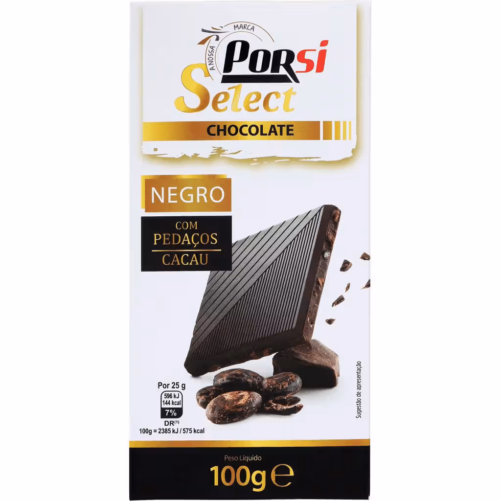 Tablete de chocolate negro com pedaços - PORSI SELECT
