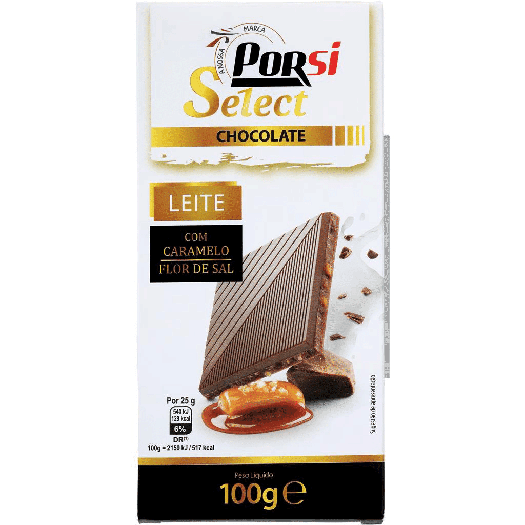 Tablete de chocolate de leite com caramelo - PORSI SELECT