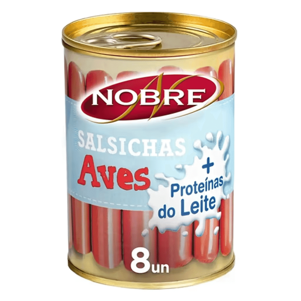 Salsichas de Aves Frankfurt com Proteínas do Leite Lata 8 unidades - NOBRE