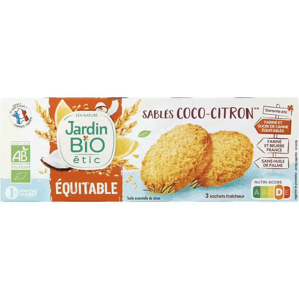 Bolachas de Coco e Limão Biológicas embalagem 150 g - JARDIN BIO