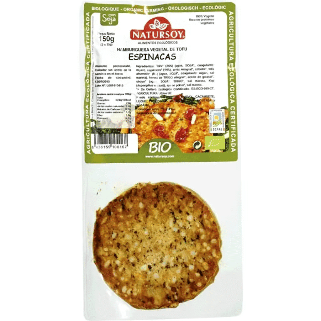 Hambúrguer de Espinafres 2 Unidades embalagem 75 g - NATURSOY