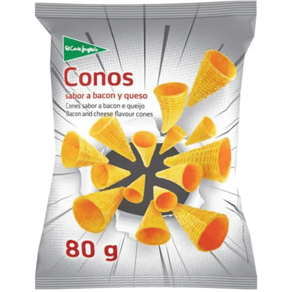 Cones Sabor a Bacon e Queijo embalagem 80 g - EL CORTE INGLÉS