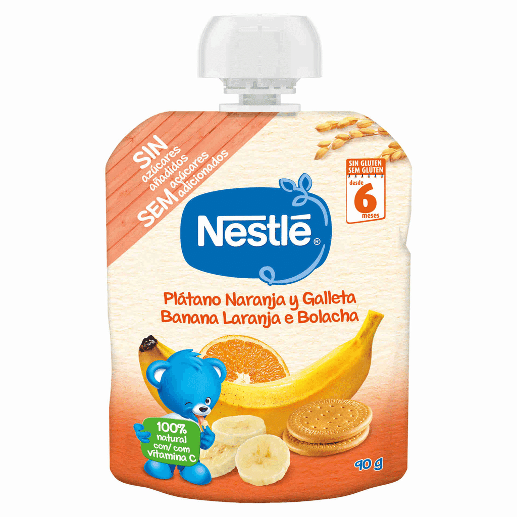 Saqueta de Fruta Banana, Laranja e Bolacha +6m - NESTLÉ