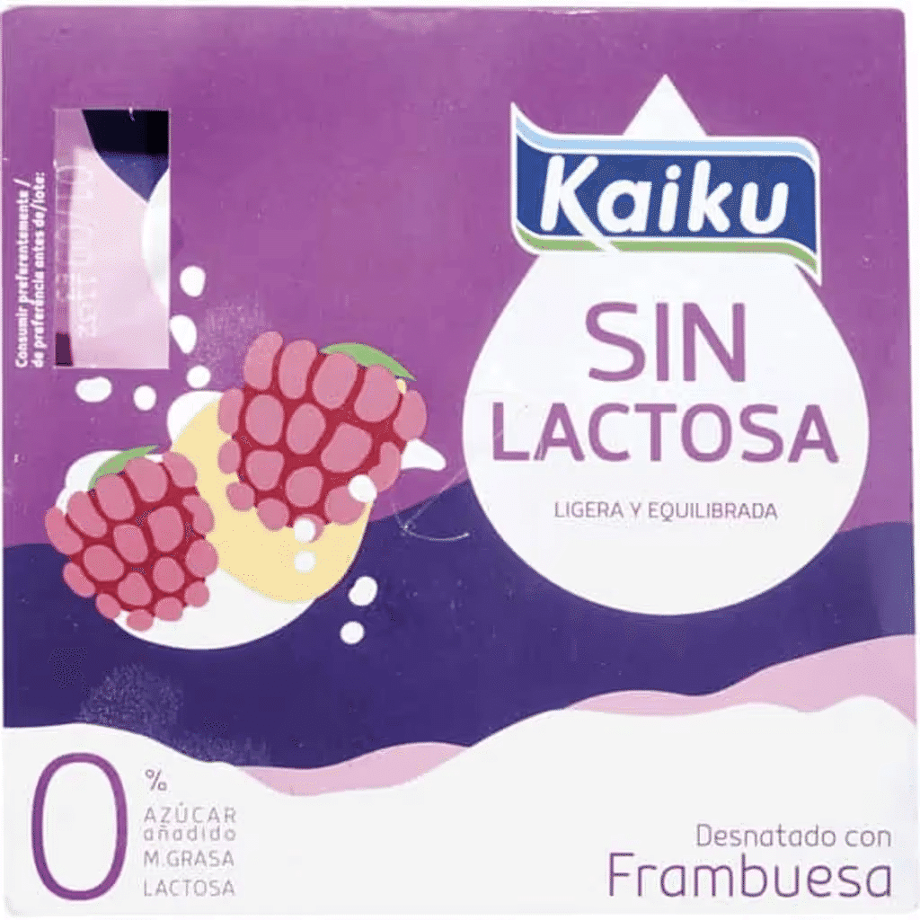 Iogurte Desnatado com Framboesa sem Açúcar e sem Lactose Pack 4 embalagem 125 g - KAIKU