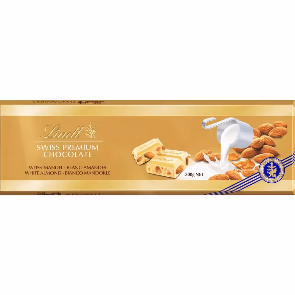 Chocolate Branco com Amêndoas embalagem 300 g - LINDT GOLD