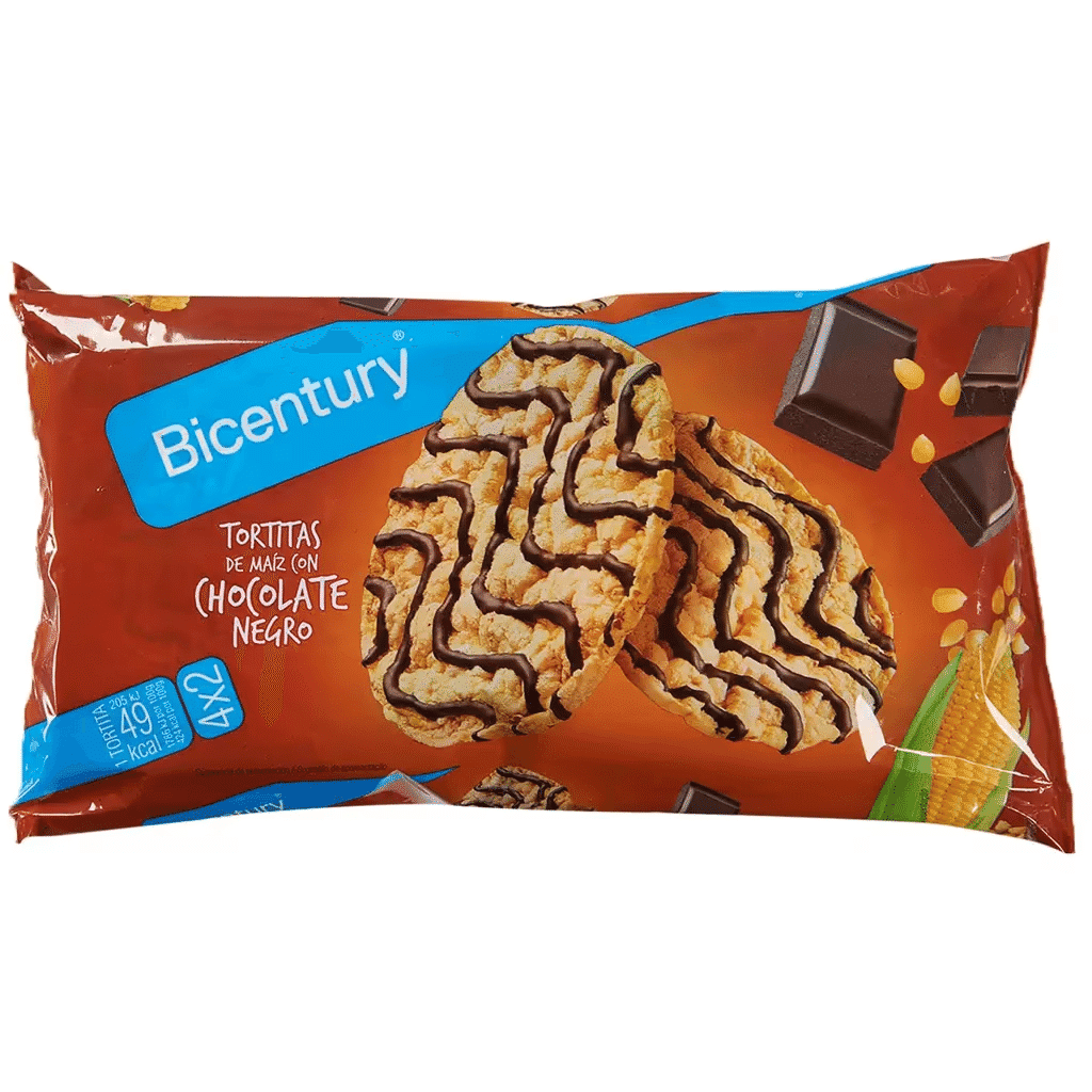 Tortitas de Milho com Chocolate Preto embalagem 91 g - BICENTURY NACKIS