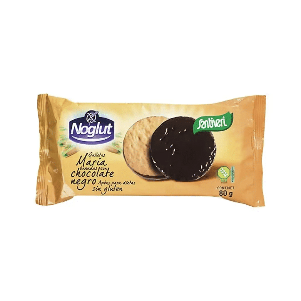 Bolachas Maria Cobertas com Chocolate sem Glúten embalagem 90 g - NOGLUT SANTIVERI