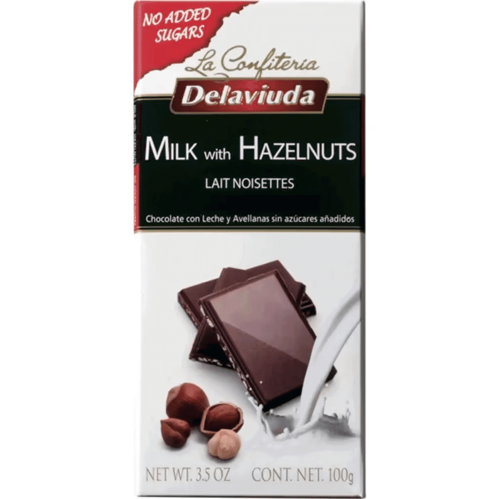 Chocolate de Leite com Avelãs sem Açúcar embalagem 100 g - DELAVIUDA