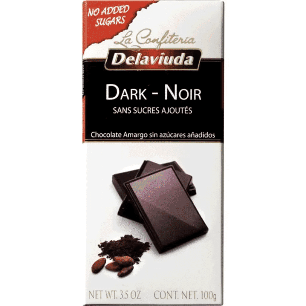 Chocolate Preto sem Açúcar embalagem 100 g - DELAVIUDA