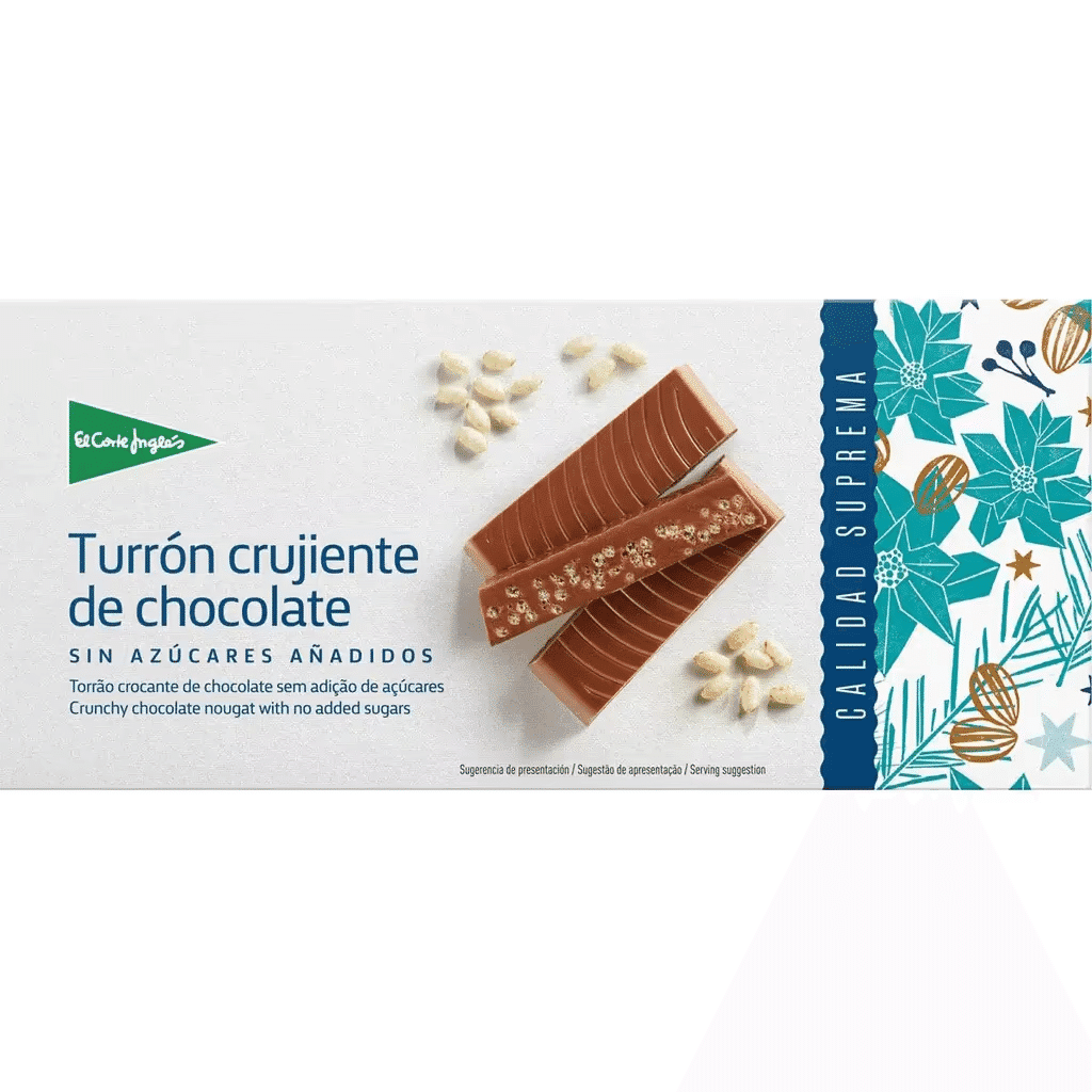Torrão de Chocolate Crocante sem Açúcares Adicionados sem Glúten embalagem 200 g - EL CORTE INGLÉS