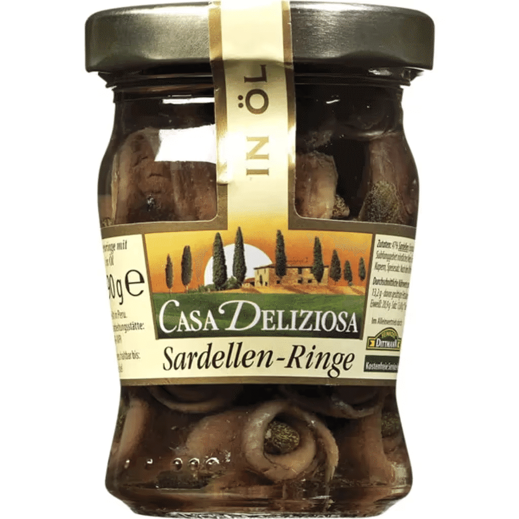 Argolas de Anchova Recheadas com Alcaparra frasco 50 g - DITTMANN