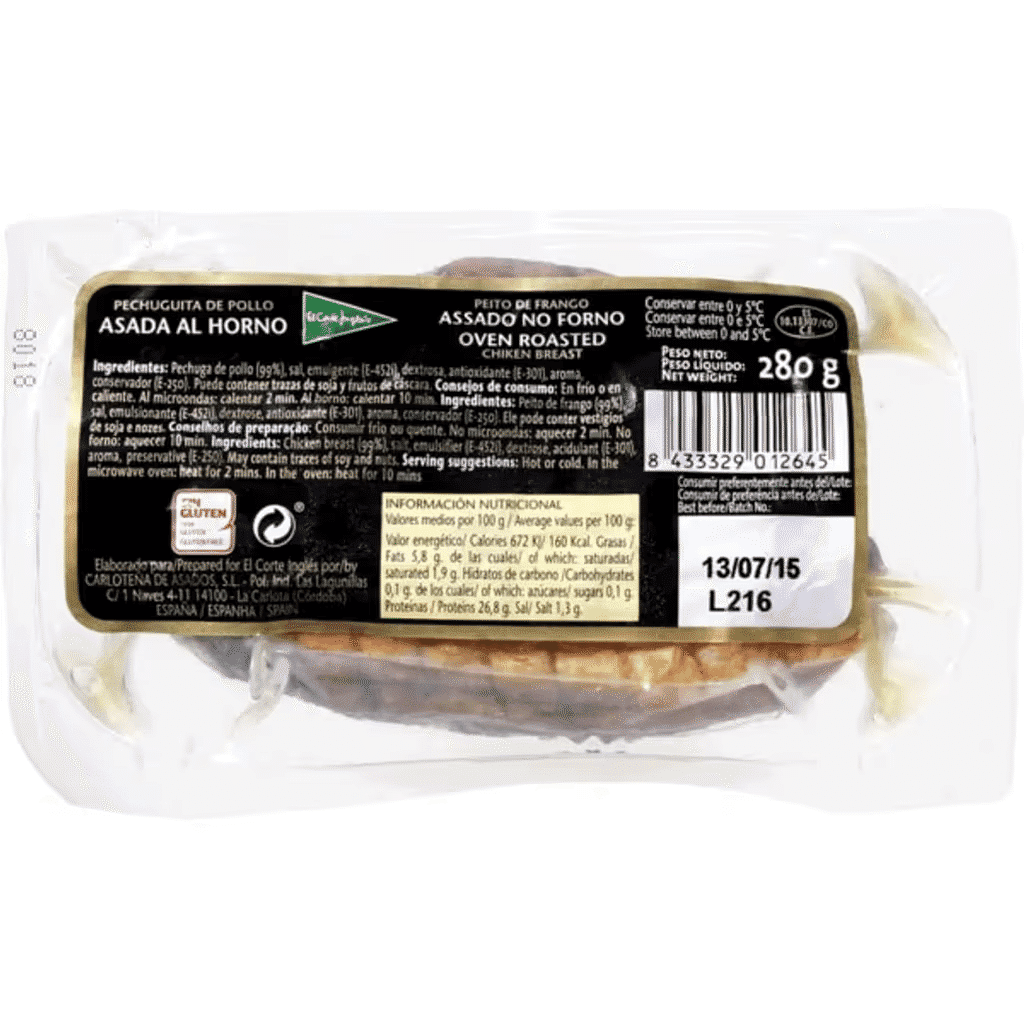 Peito de Frango Assado embalagem 280 g - EL CORTE INGLÉS