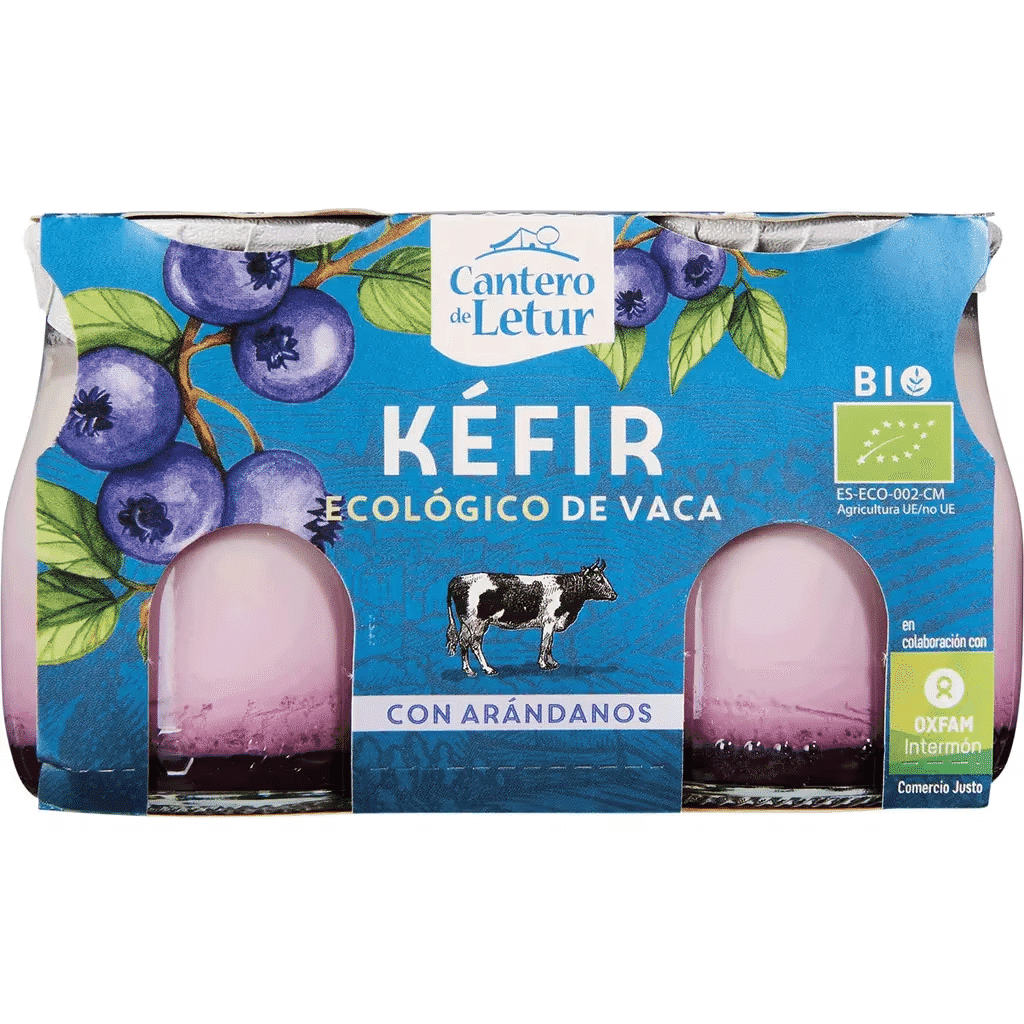 Kéfir de Vaca com Mirtilos Biológico Pack 2 embalagem 125 g - LETUR