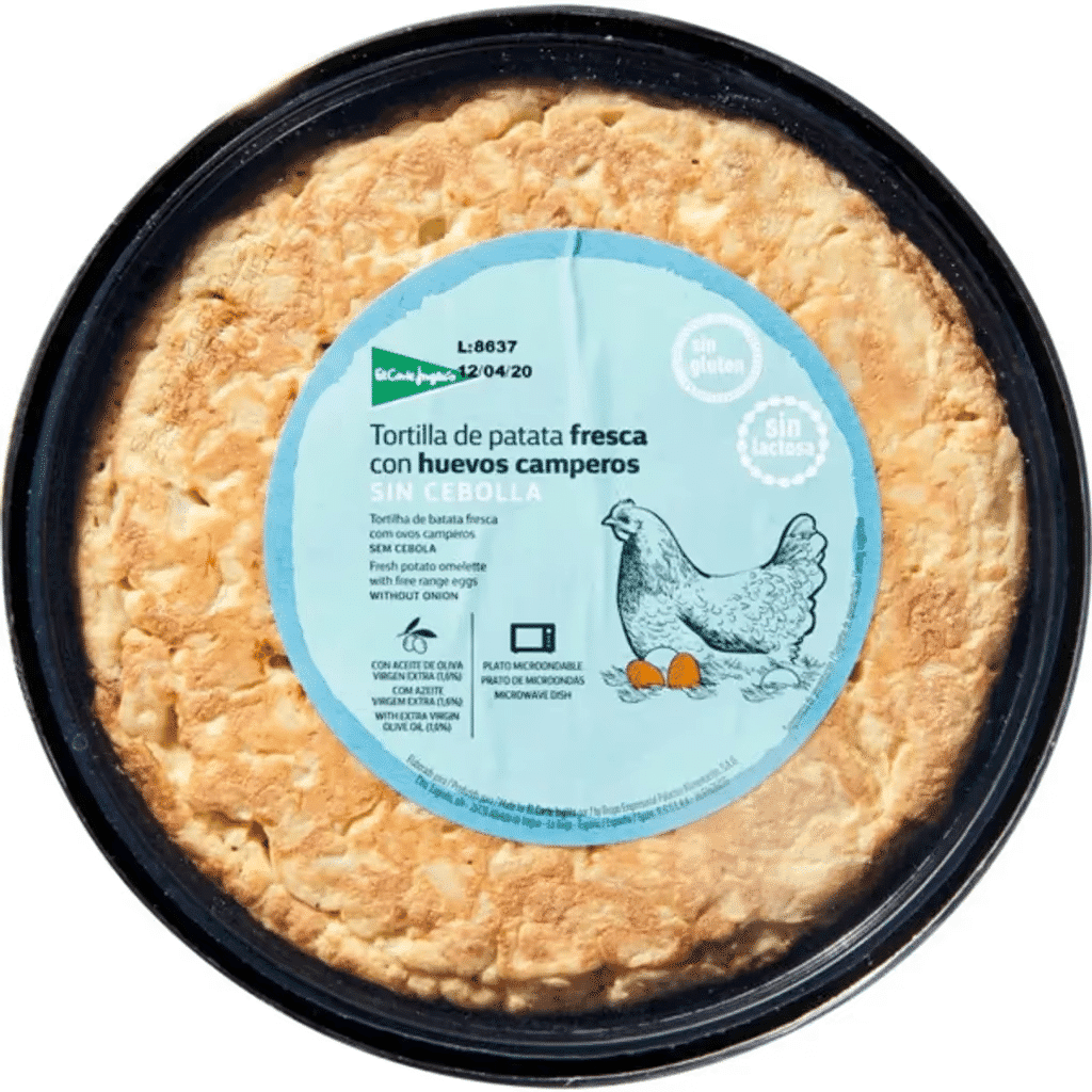 Tortilha de Batata Fresca com Ovos do Campo sem Glúten e sem Lactose embalagem 500 g - EL CORTE INGLÉS