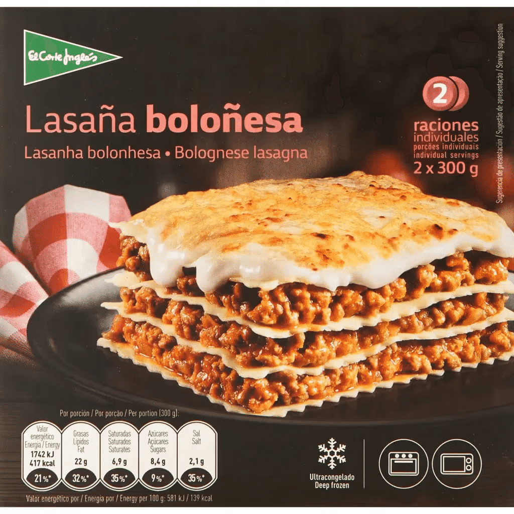 Lasanha Bolonhesa 2 Porções embalagem 600 g - EL CORTE INGLÉS