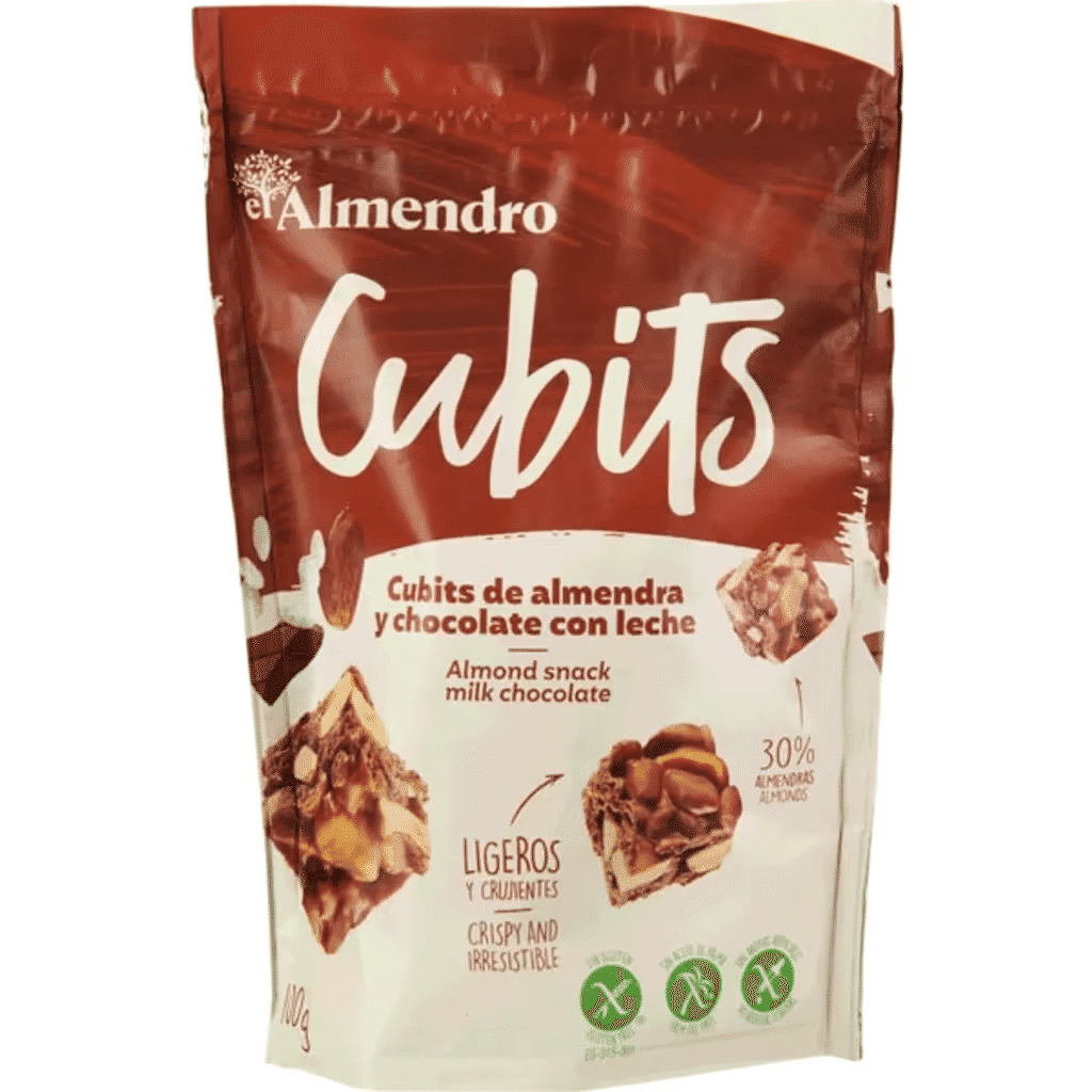 Cubits de Amêndoa e Chocolate de Leite sem Glúten embalagem 100 g - EL ALMENDRO