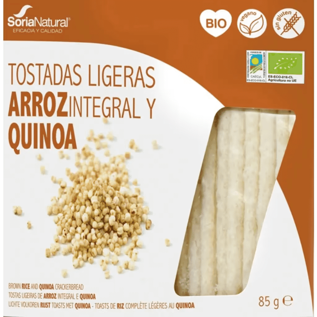 Tostas de Arroz e Quinoa Integral sem Glúten Biológica embalagem 100 g - SORIA NATURAL