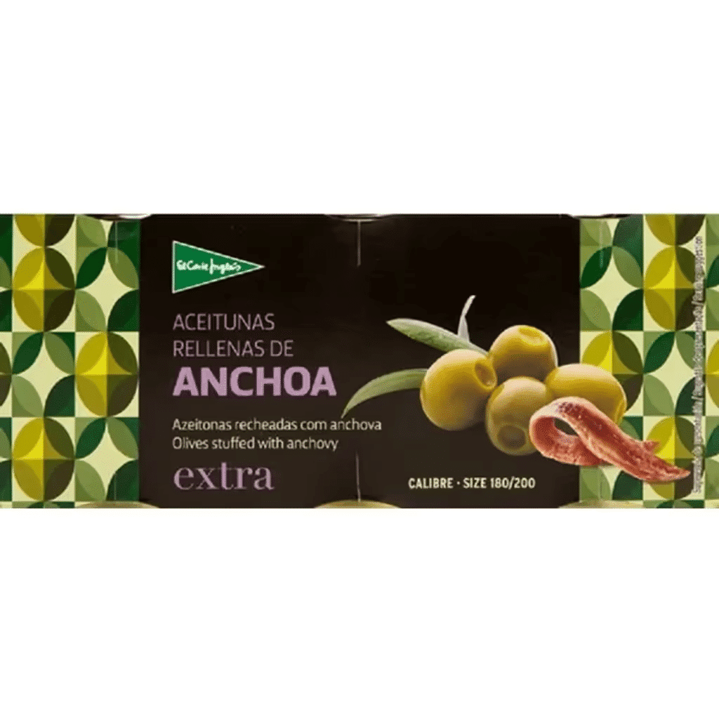 Azeitonas Recheadas com Anchova Extra 200 / 400 embalagem 150 g - EL CORTE INGLÉS
