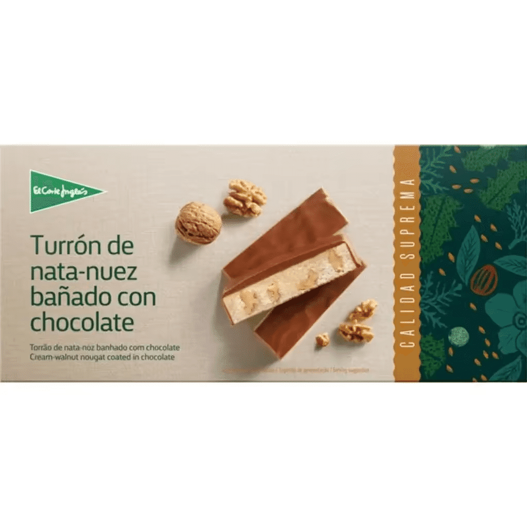 Torrão de Nata e Noz Banhado com Chocolate embalagem 300 g - EL CORTE INGLÉS