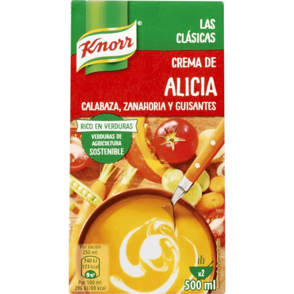 Creme de Alicia com Abóbora, Cenoura e Ervilhas embalagem 500 ml - KNORR LAS CLÁSICAS